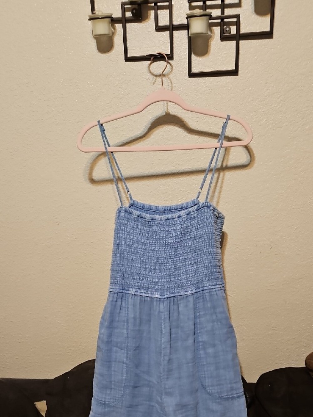 Z Supply Light Blue Smocked Wide-Leg Jumpsuit - Picture 2 of 9